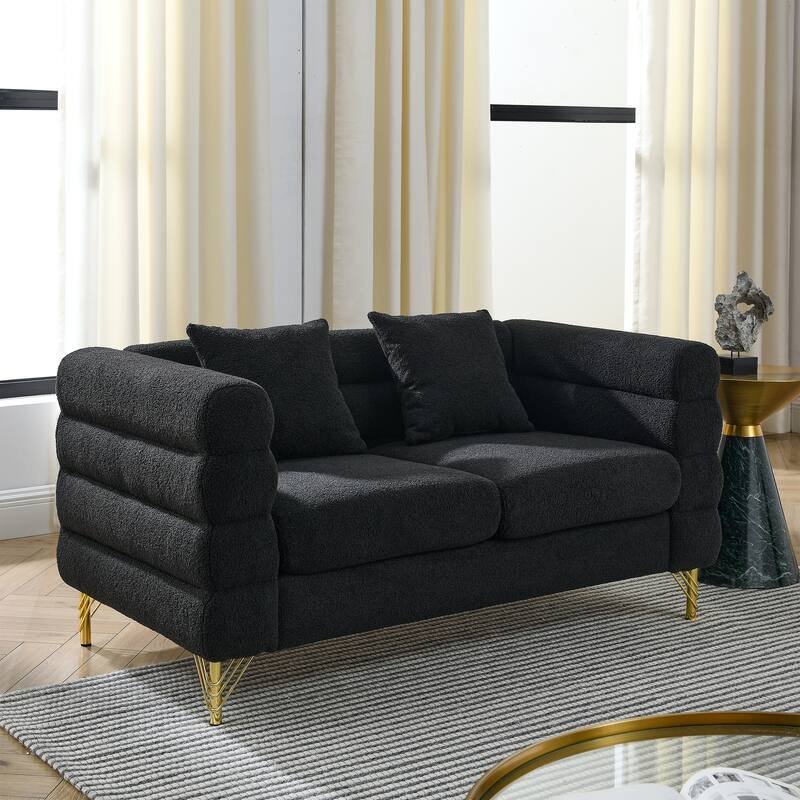 3+2 Teddy Fabric Sofa Combination - Chic Design with 5 Pillows