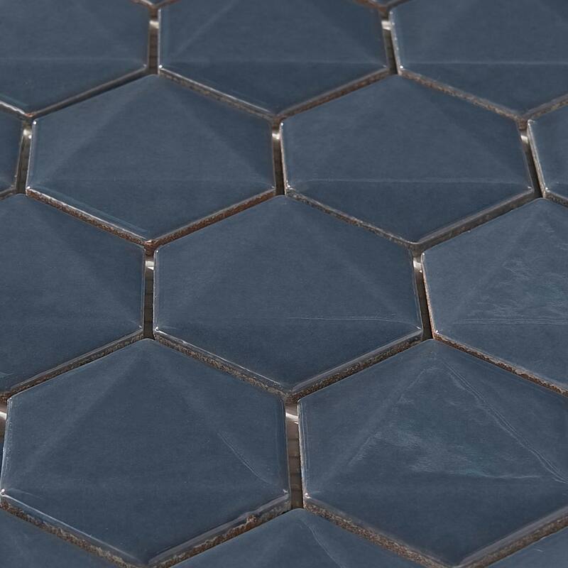 3D Hexagon 2" x 2" Glossy Porcelain Mosaic Tile