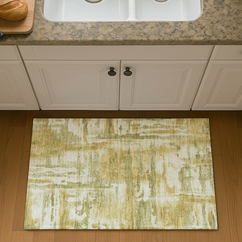 Premium Washable Super Soft Modern Glam Mayfield Rug - Aloe - 1'8" x 2'6"