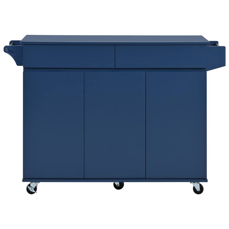 MDF Kitchen Cart with Towel Rack and Spice Rack and Drawer - Blue