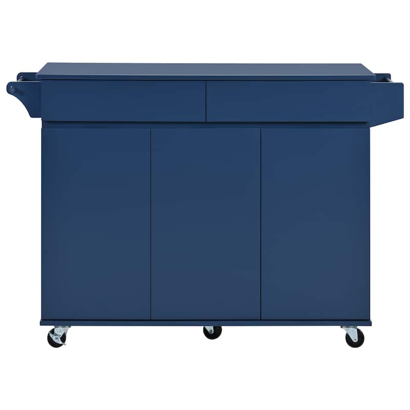 Roomfitters 53.2'' Kitchen Island with Drop Leaf, Kitchen Storage Cart with Spice Rack, Towel Rack and 2 Drawers