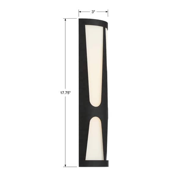 dimension image slide 0 of 2, Royston 2 Light Black Wall Mount - 6.75'' W x 17.75'' H x 3.375'' D