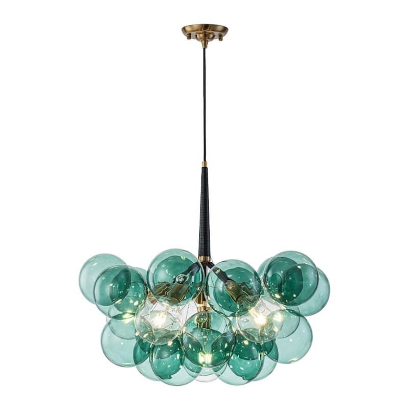 Glam Art Deco Cluster Glass Globe Green Bubble Chandelier