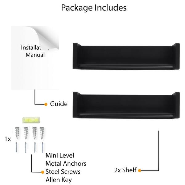 dimension image slide 8 of 9, Wallniture Utah Wood Wall Shelves for Book and Toy Storage (Set of 2)