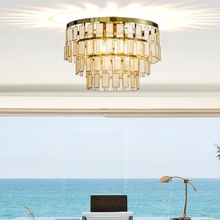 Gold Capiz Drum Flush Mount Ceiling Light