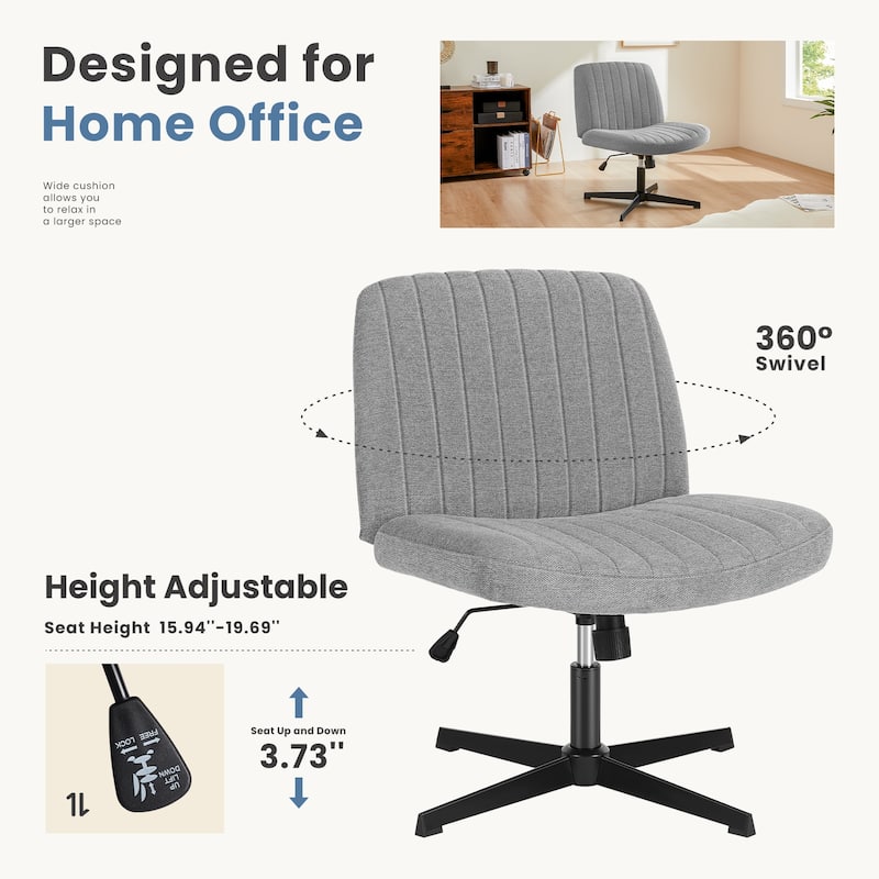 Armless Ergonomic Swivel Seat with Wide U-Shaped Backrest