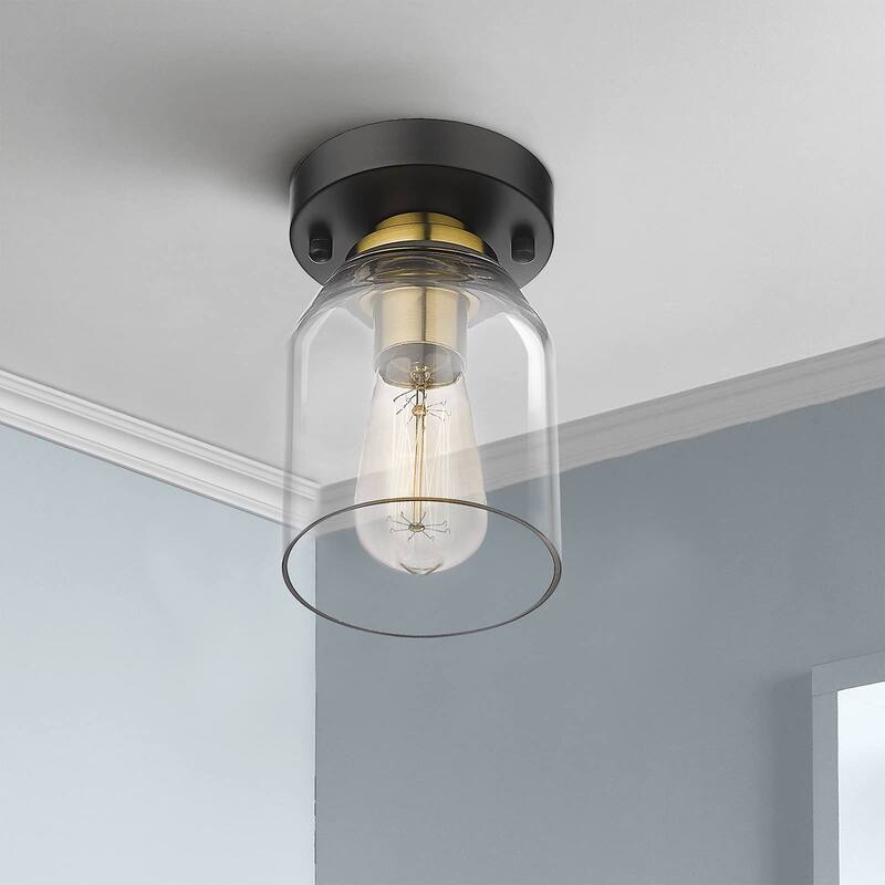 1-Light Flush Mount Lighting Fixture,Black and Gold - 1-Pack - Black and Gold