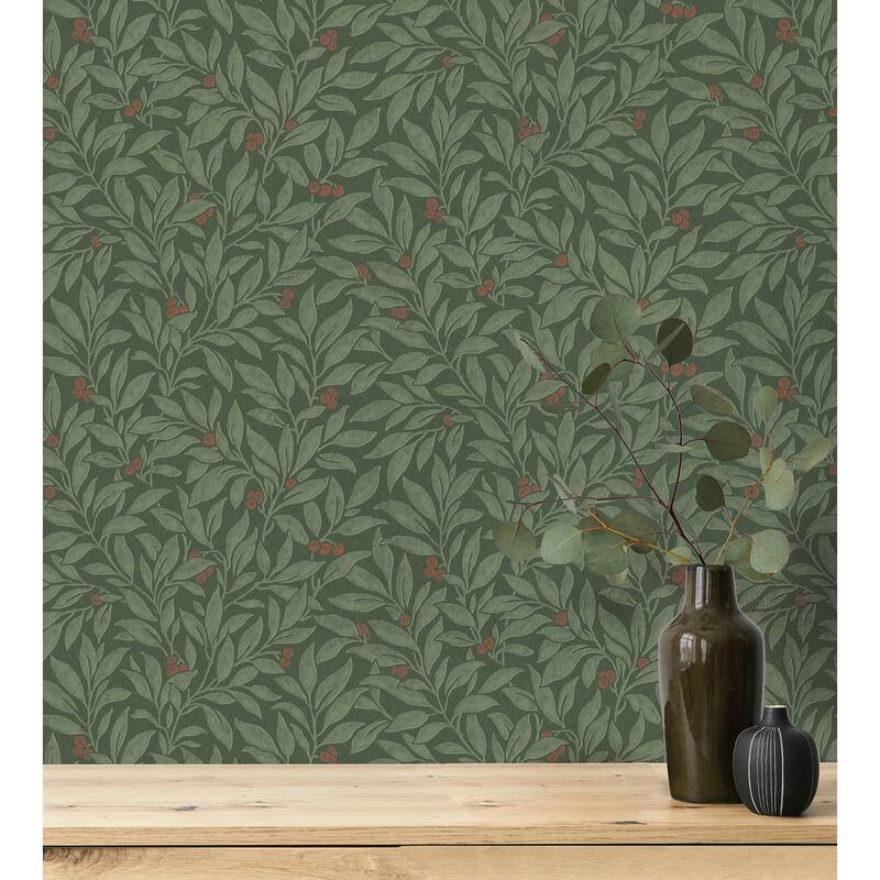 Winter Berry Evergreen Vine Wallpaper