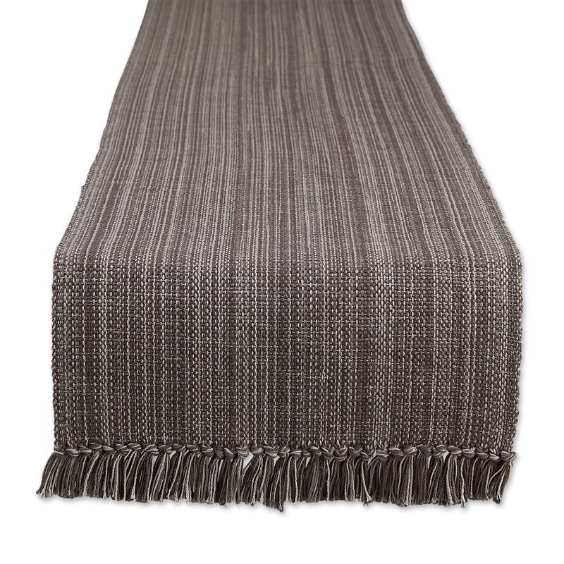 DII Variegated Taupe Fringe Table Runner 13x72 - Table Runner, 13x108" - Gray