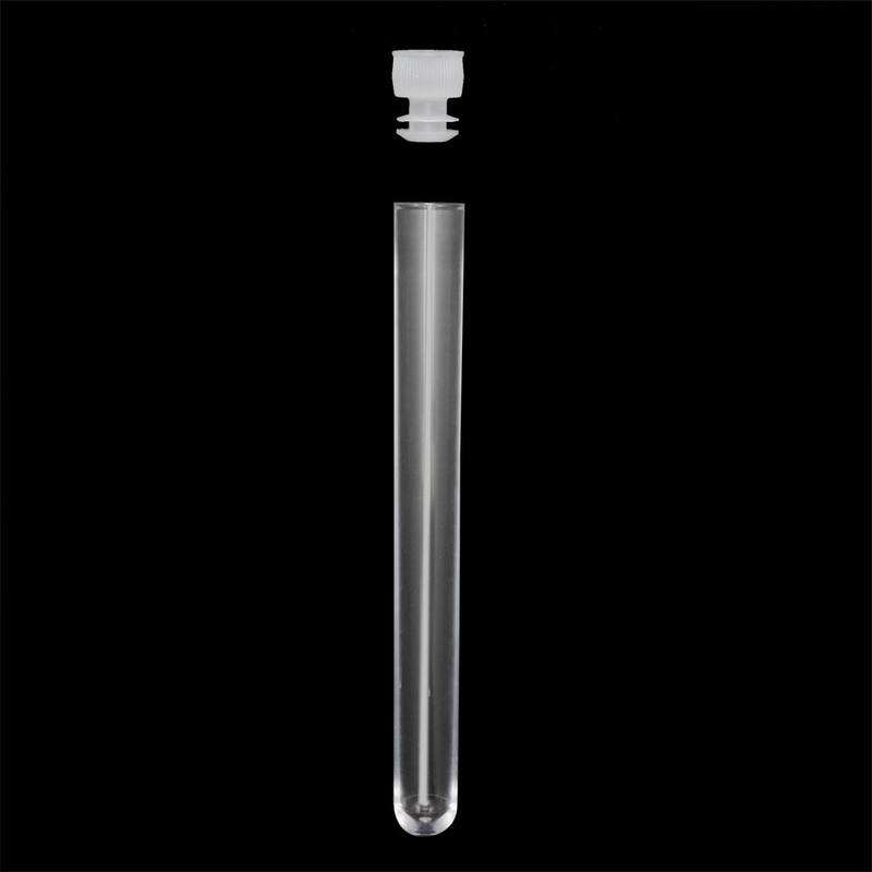 20 Pcs Centrifuge Test Tubes Round Bottom Polystyrene with White Cap 16 x 150mm - Clear