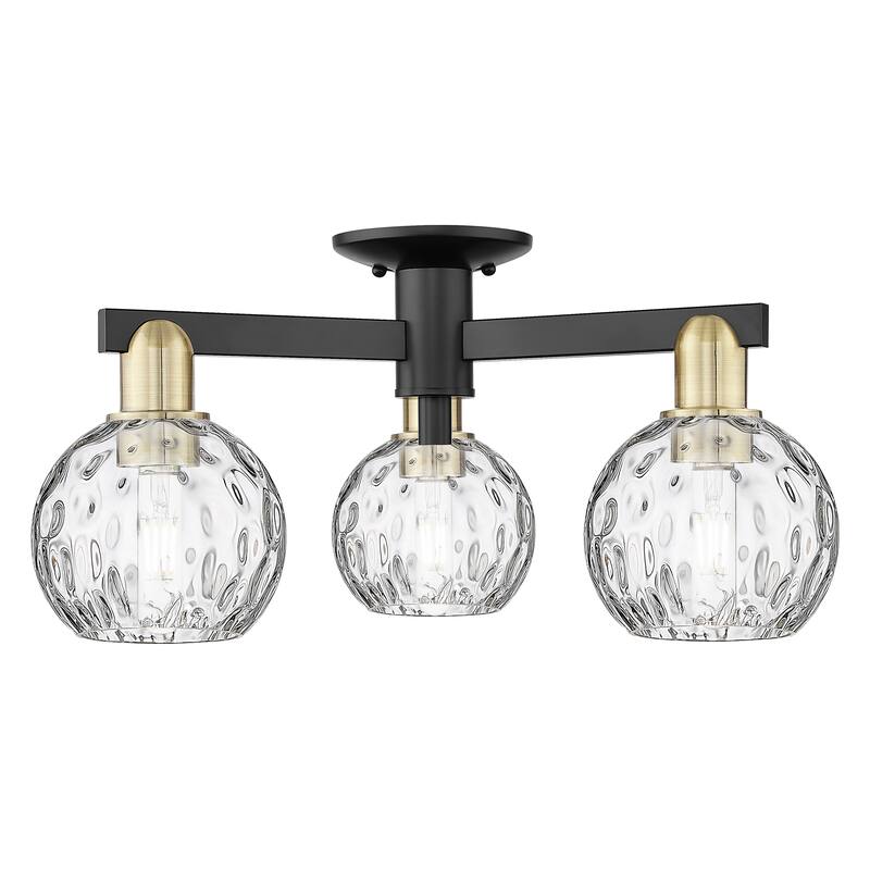 Innovations Lighting Endless Possibilities Arcadia - Athens Water Glass - 3 Light 24" Semi-Flush Mount - Black Antique Brass
