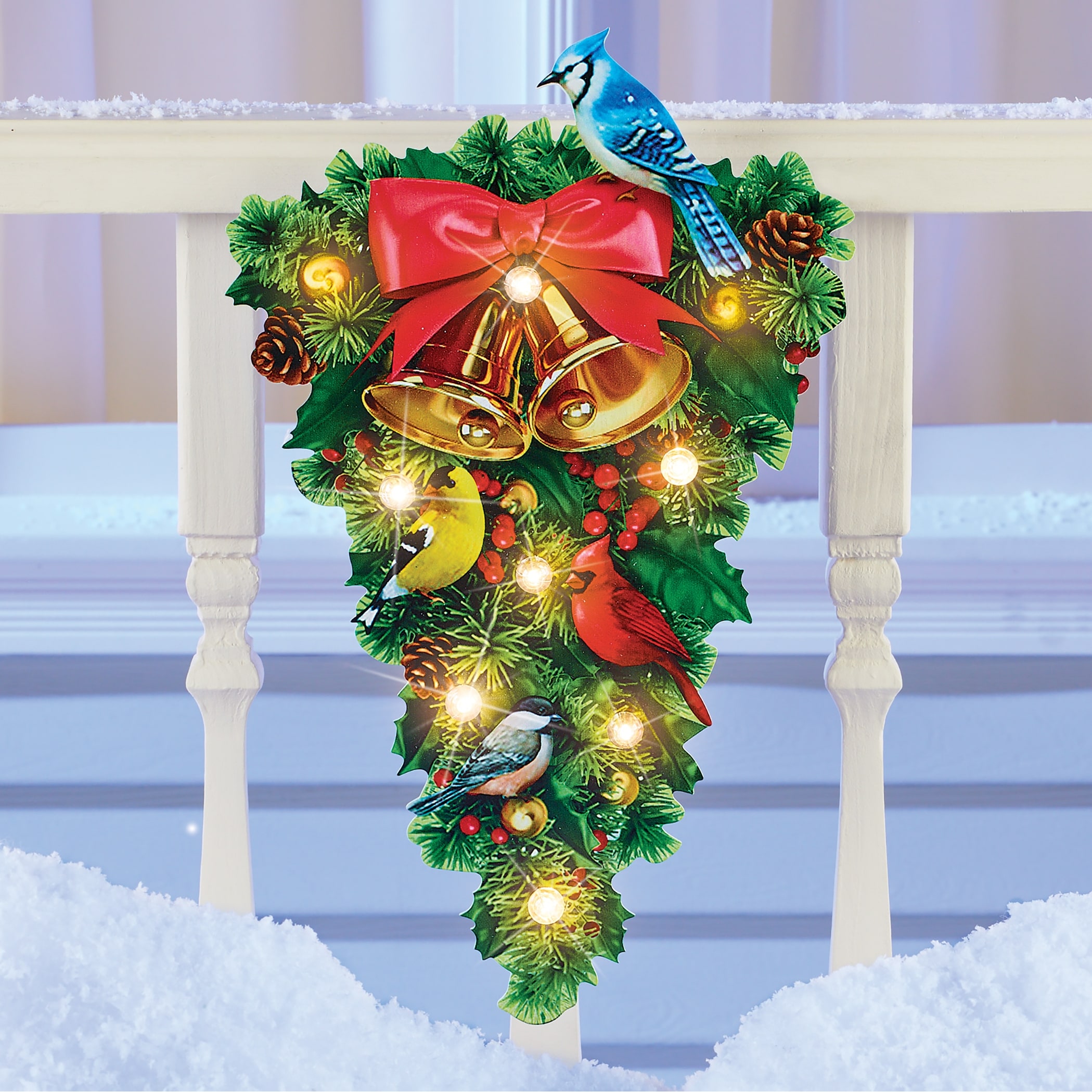 Solar Powered Holiday Fence and Wall Swag Decoration - 18.380 x 11.880 x 2.500