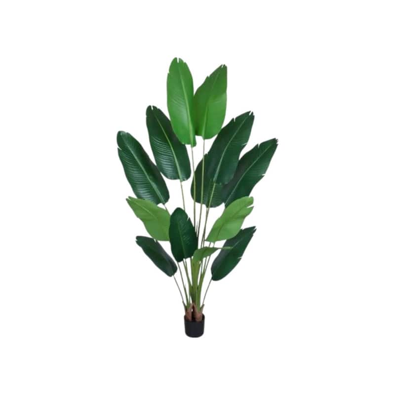 HomeRoots Set of two 71" Green Artificial Banana Leaf Tree in a Black Pot - 6.69 in. x 70.87 in. x 6.69 in.