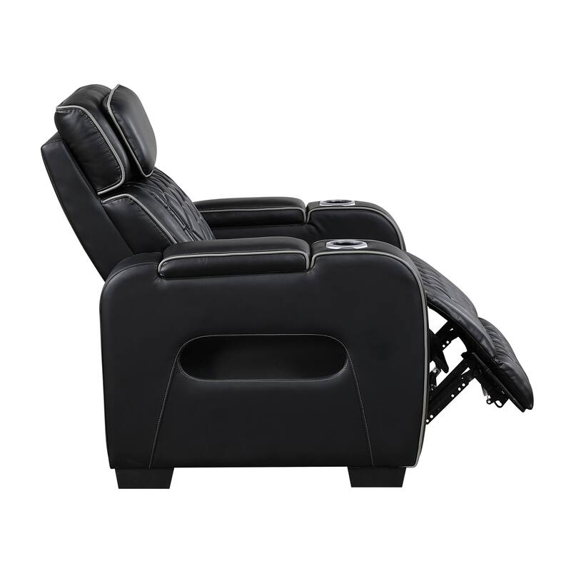 Ezra 37.5" Faux Leather Power Recliner - Power Heatrest, Cup Holders