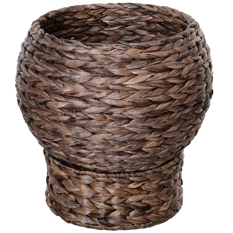 PawHut Cat Braided Banana Leaf House Enclosure, Designed for Indoors and Includes Super Soft Cotton Bed, 23.5" H, Grey