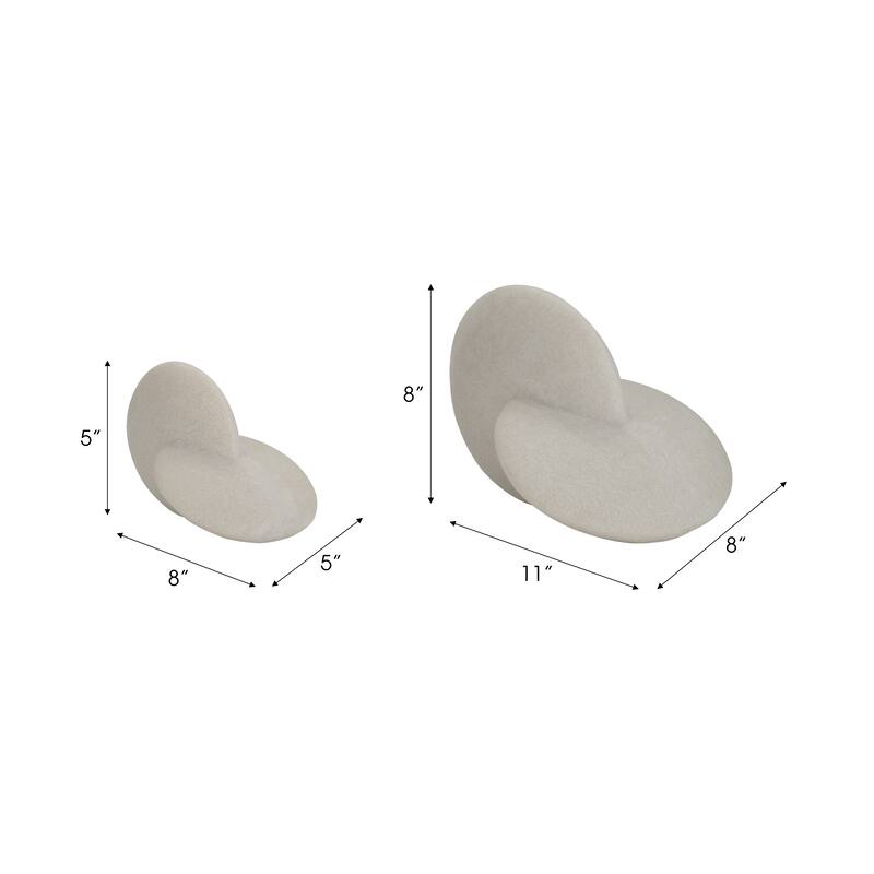 Sagebrook Home 8/11" Ulises Abstract Object, White, 8"H, Set Of 2 - 11" x 8" x 8"