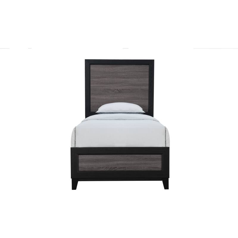 HomeRoots Black and Gray Wood Twin Bed Frame