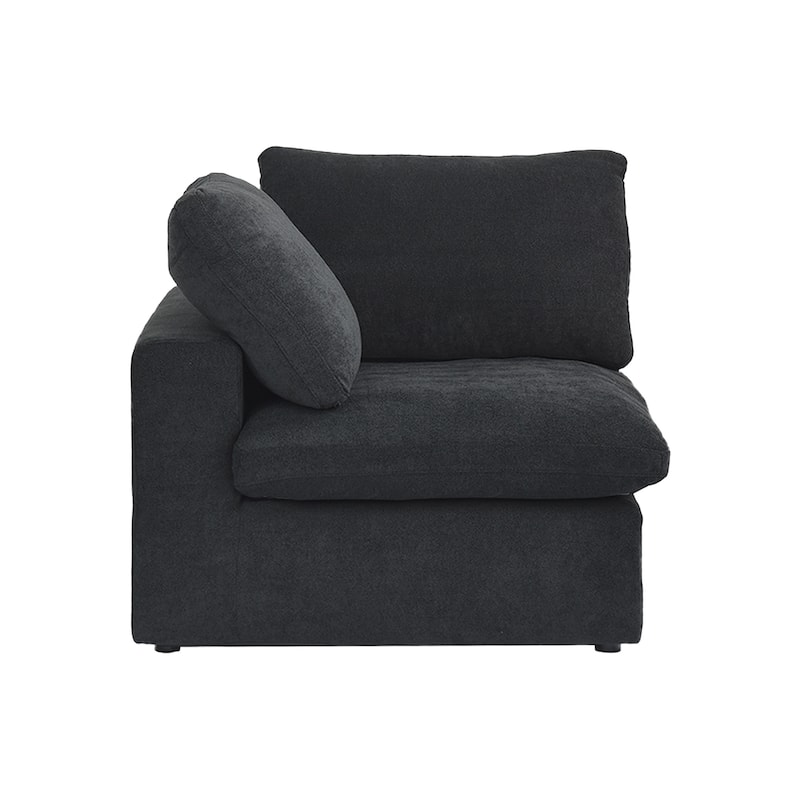 Modern Down Filled Modular 4 Piece Sectional Sofa L-shape Linen Upholstered Couch with Storage Ottoman