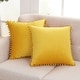 preview thumbnail 17 of 89, Deconovo Velvet Pom-poms Throw Pillow Covers 2 PCS(Cover Only) 16x16 - Lemon Yellow