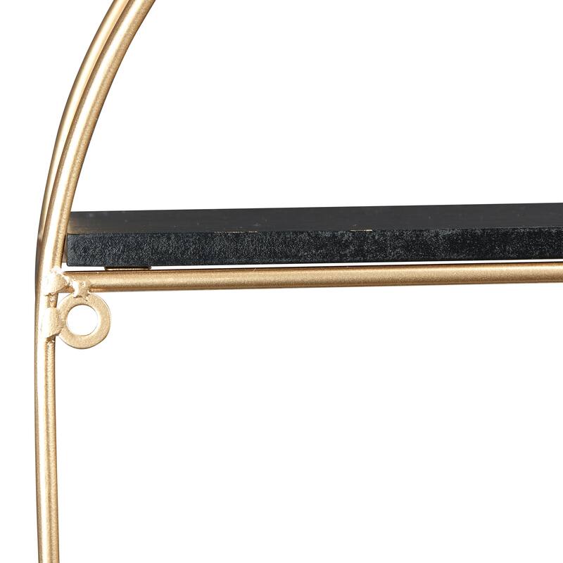 Wood and Gold Oval Wall Shelf