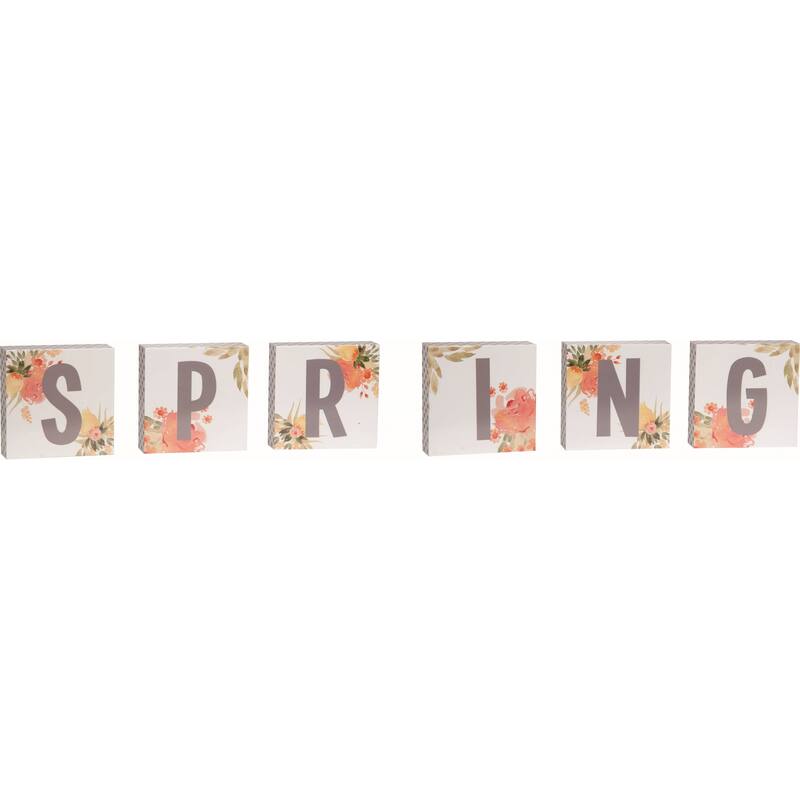 Transpac Wood 27.25 in. Multicolor Spring Letter Blocks Set of 6