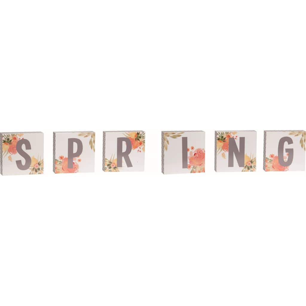 Transpac Wood 27.25 in. Multicolor Spring Letter Blocks Set of 6