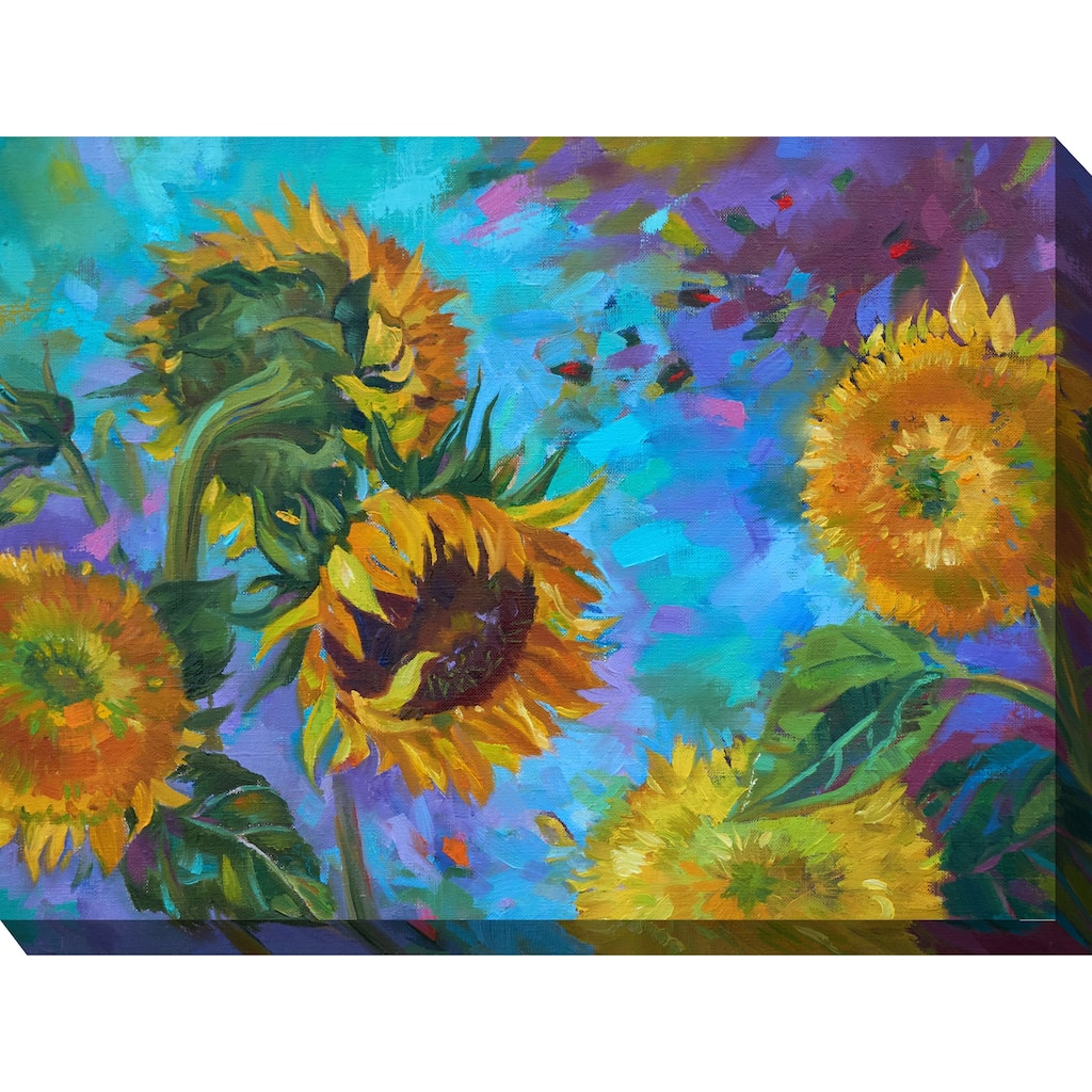 Sunflower On Blue Indoor/Outdoor Art - Multi-color