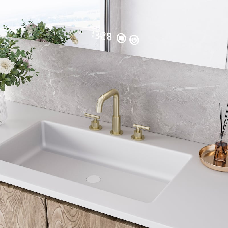 Modland 3-Hole Bathroom Faucet with 360-degree Swivel Spout, CUPC Certified & Leak-Proof, Luxury Brushed Gold
