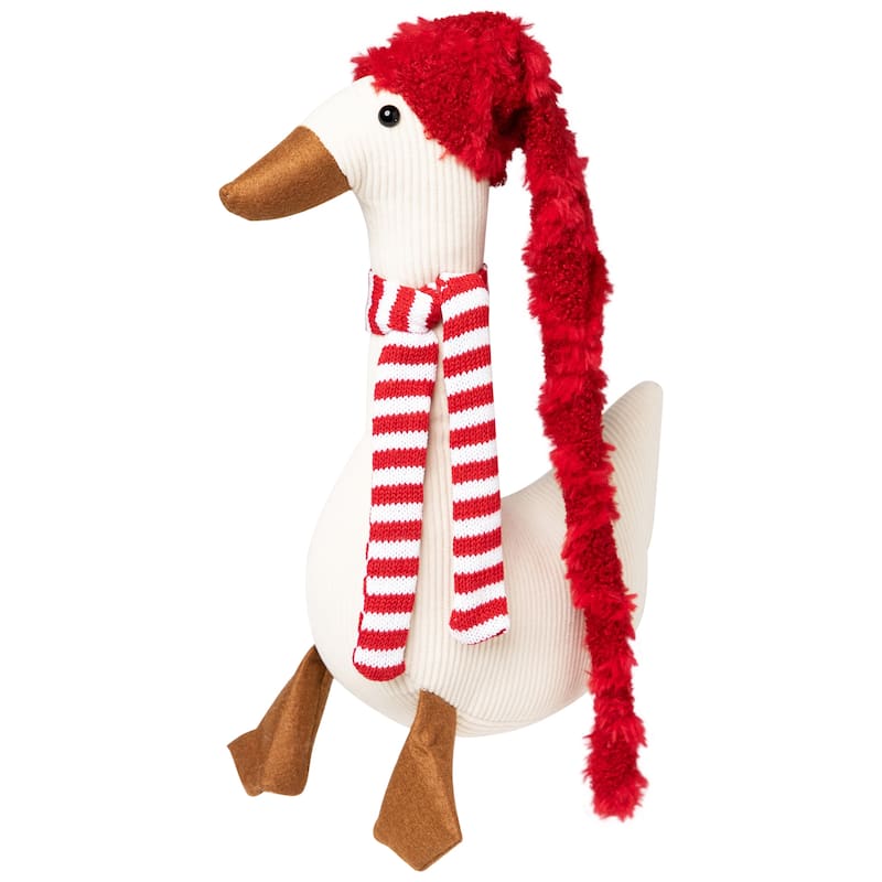 Plush Textured Swan Christmas Decoration - 13"