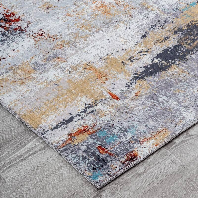 Abstract Grey/Rust/Gold Area Rug