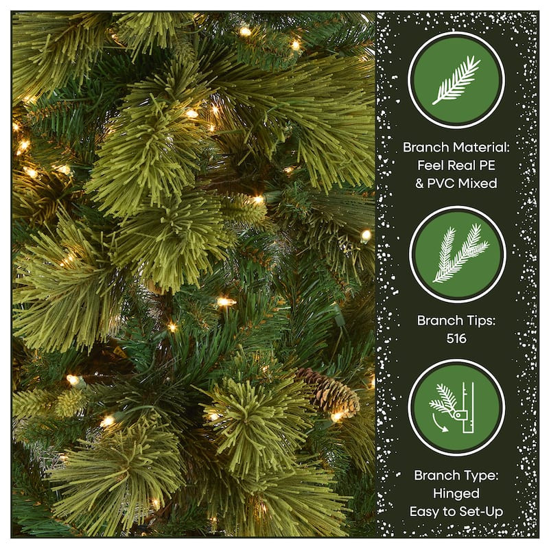 National Tree Company 6.5 ft. Carolina Pine Slim Tree with Clear Lights - 6.5 Foot