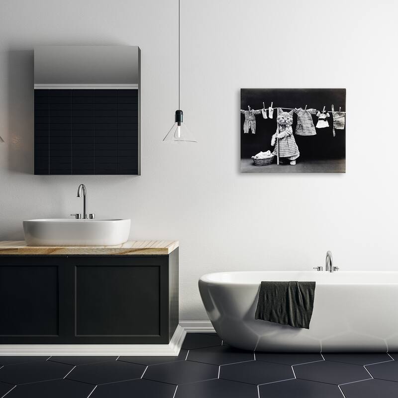 Stupell Kitten Does The Laundry Stretched Canvas Wall Art