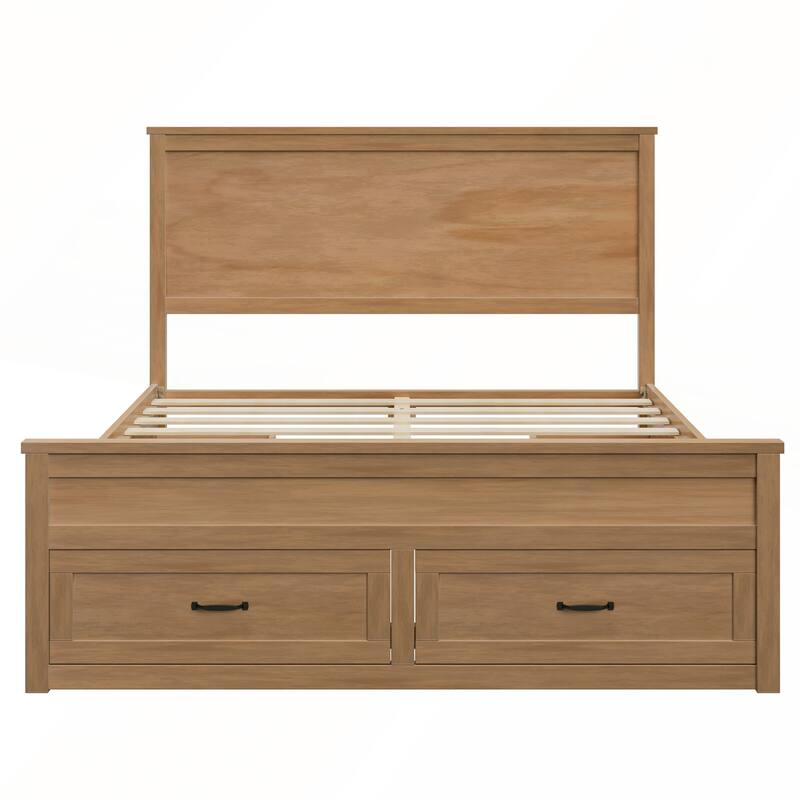 Modern Queen Size Wood Storage Bed Frame with 6 Drawers