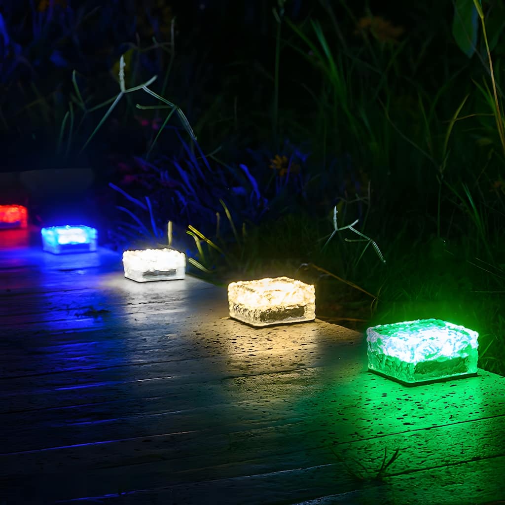 Set of 6 Ice Brick Solar RGB LED Light - Set of 6