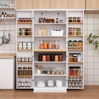 Freestanding Kitchen Pantry Cabinet with Adjustable Shelves, Food ...