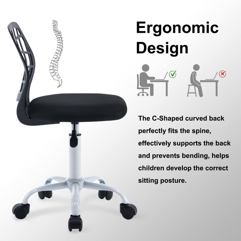 Mesh Ergonomic Swivel Armless Kids Study Chair with Adjustable Height