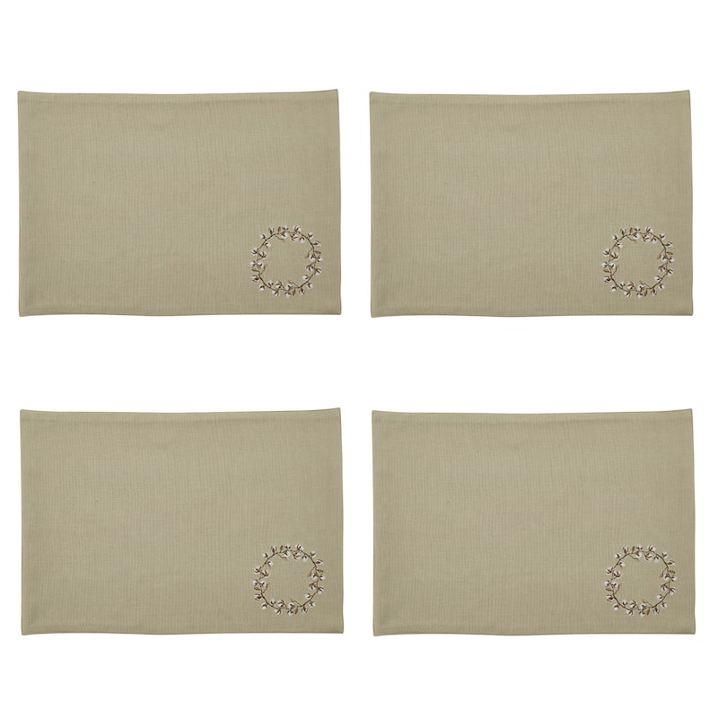 Park Designs Beige Cotton Wreath Placemat Set of 4 - 13" X 19"