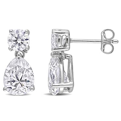 Miadora 5ct DEW Pear-cut Moissanite Teardrop Stud Earrings in Sterling Silver
