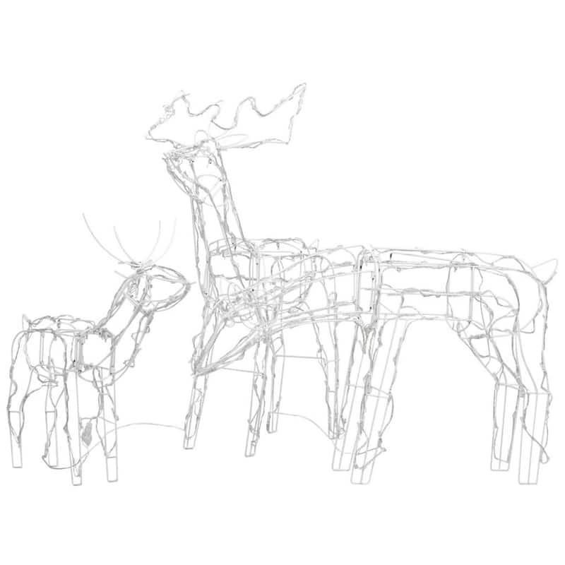 Outdoor 299 LED Lit Christmas Reindeer Family 3pc Set, Blue, Steel - Blue