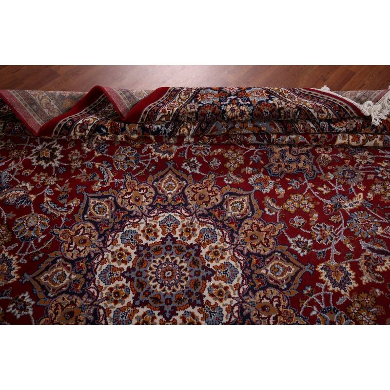 Traditional Red Kashan Turkish Rug Medallion Machine-Made Carpet - 9'8" x 12'6"