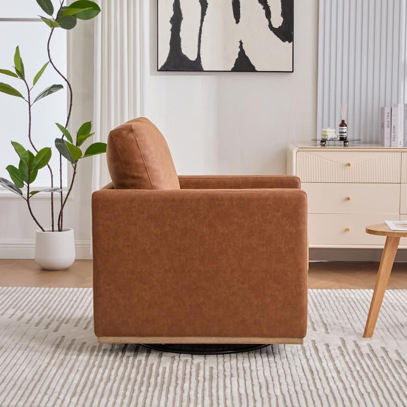 30.7"W Upholstered Square Swivel Accent Chair and Comfy Accent Single Sofa Chair, 360 Degree Club Chair