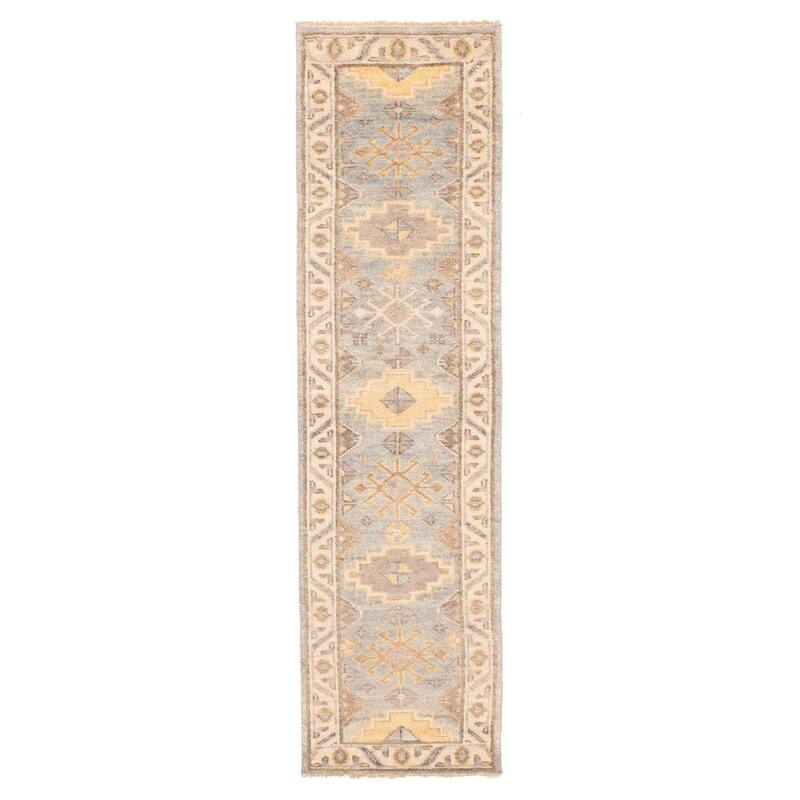 ECARPETGALLERY Hand-knotted Jules Serapi Light Blue Wool Rug - 2'8 x 9'11