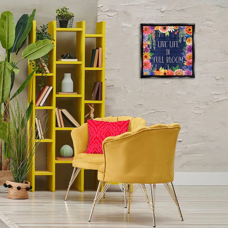 Stupell Live Life in Full Bloom Framed Floater Canvas Wall Art Design By Nicole DeCamp
