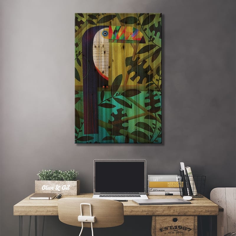 Conspicuous Beak Print On Wood by Terry Runyan - Multi-Color