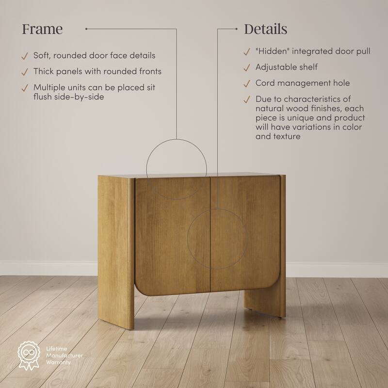 Jacala Mid Century Modern Entryway Storage Cabinet with Doors, Living Room Accent Cabinet with Wood Frame