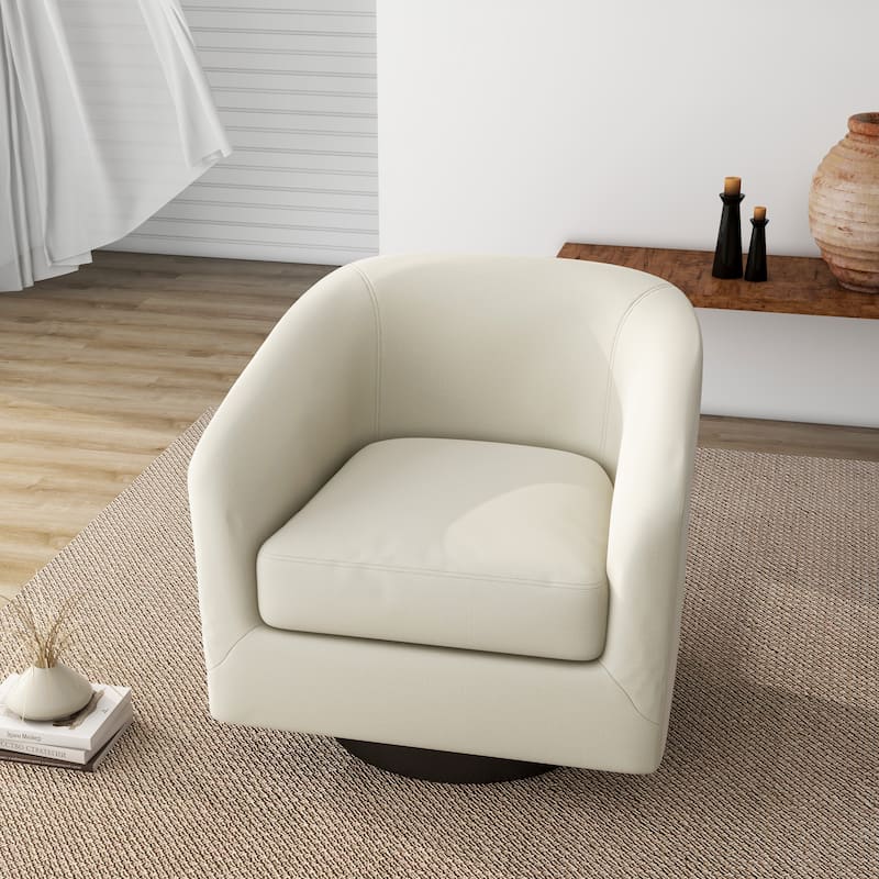 Round Barrel Armchair 360-Degree Swivel Accent Chairs