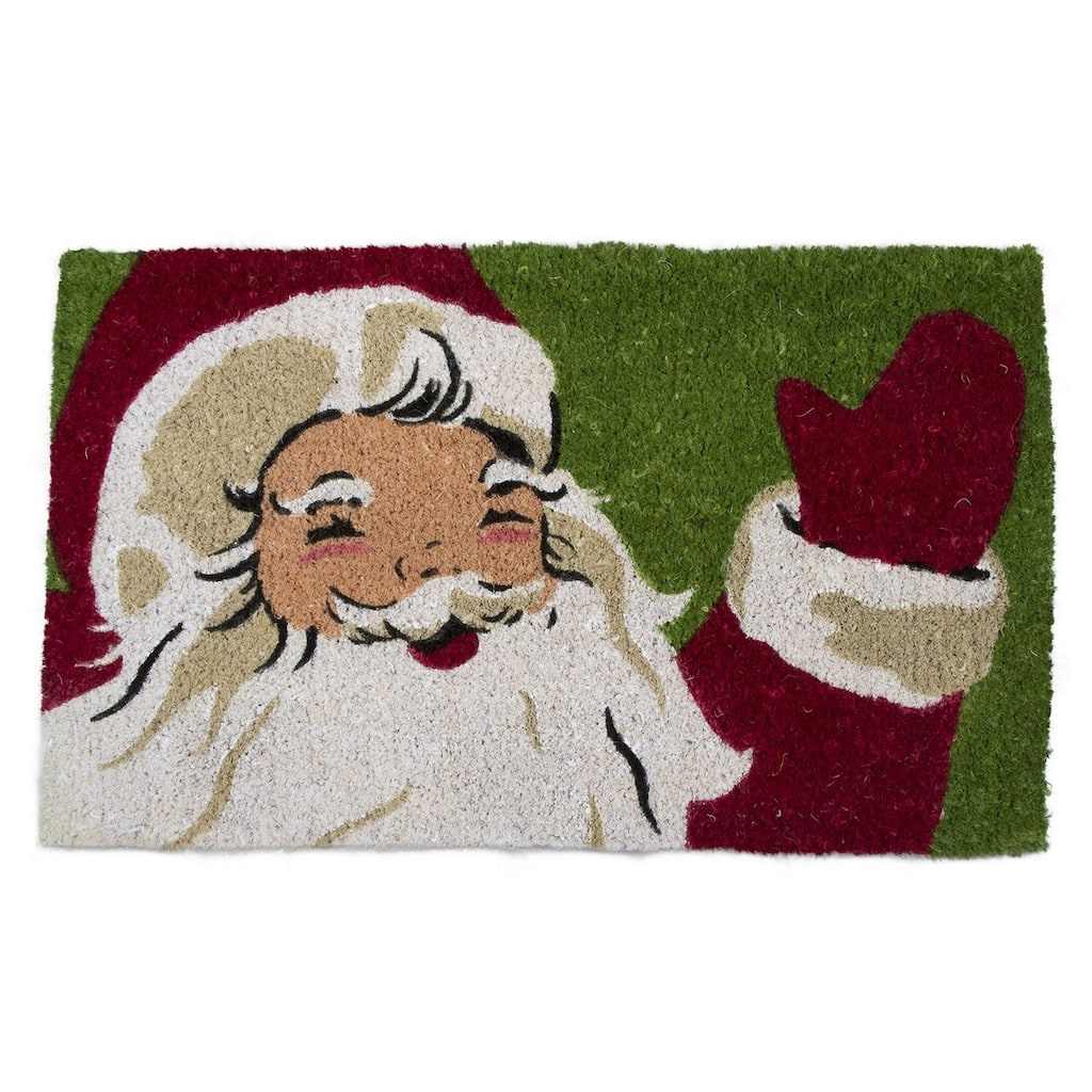Vintage Santa Coir Door Mat Christmas Decor Multicolor 30x18x1 Easy Clean Shake or Brush