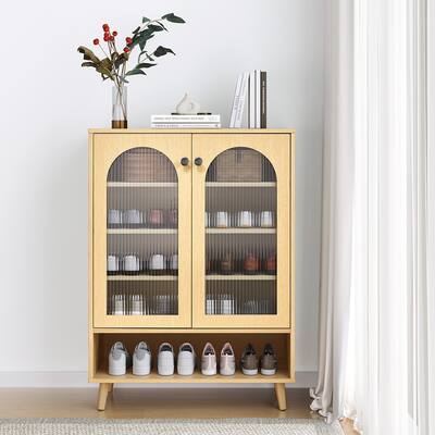 Shoe Storage Cabinet With Glass Doors