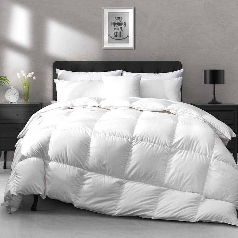 Lightweight Goose Feather Down Comforter King Cooling Bed Comforter, Hotel Collection 750 Fill-Power Thin Duvet Insert, 106x90 - White/Lightweight