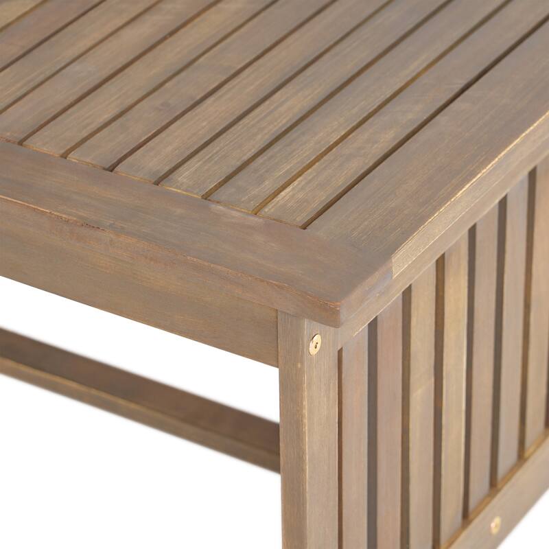 Roomfitters Solid Wood Outdoor Coffee Table, Patio Slatted Top with Slatted Sides